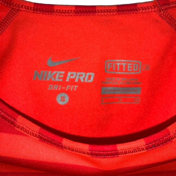 Nike Pro Dri Fit Fitted Long Sleeve Striped Top - Picture 8 of 8